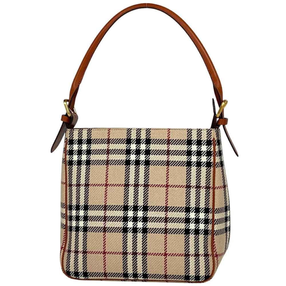 Burberry Check Shoulder Bag Hobo Beige